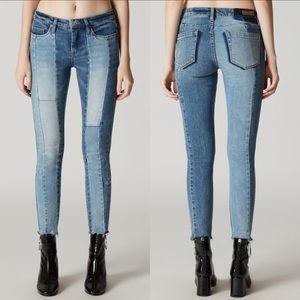 Blank NYC Reade Crop Patchwork Raw Hem Jeans